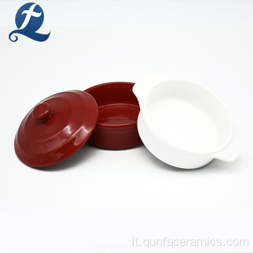 Casseruola in ceramica rotonda smaltata di colore